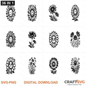 Daisy SVG | Daisy PNG | Daisy SVG Bundle | Digital Download Designs for Cricut and Silhouette | Commercial Use