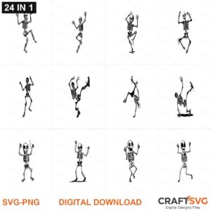 Dancing Skeleton SVG | Dancing Skeleton PNG | Dancing Skeleton SVG Bundle | Digital Download Designs for Cricut and Silhouette | Commercial Use
