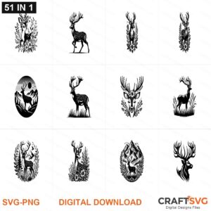 Deer SVG | Deer PNG | Deer SVG Bundle | Digital Download Designs for Cricut and Silhouette | Commercial Use