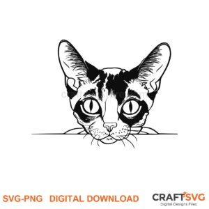 Peeking Devon Rex cat SVG PNG design for Cricut and Silhouette, instant download