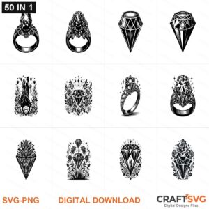 Diamond SVG | Diamond PNG | Diamond SVG Bundle | Digital Download Designs for Cricut and Silhouette | Commercial Use