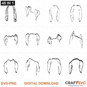 Dog Ears SVG | Dog Ears PNG | Dog Ears SVG Bundle | Digital Download Designs for Cricut and Silhouette | Commercial Use