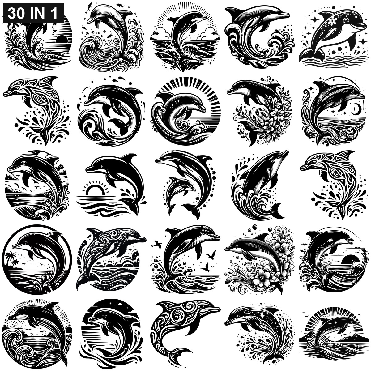 Dolphin SVG | Dolphin PNG | Dolphin SVG Bundle | Digital Download Designs for Cricut and Silhouette | Commercial Use - Image 2