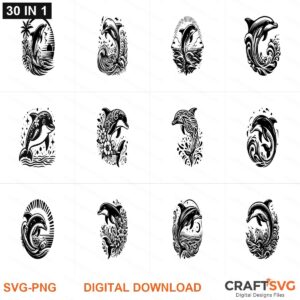 Dolphin SVG | Dolphin PNG | Dolphin SVG Bundle | Digital Download Designs for Cricut and Silhouette | Commercial Use