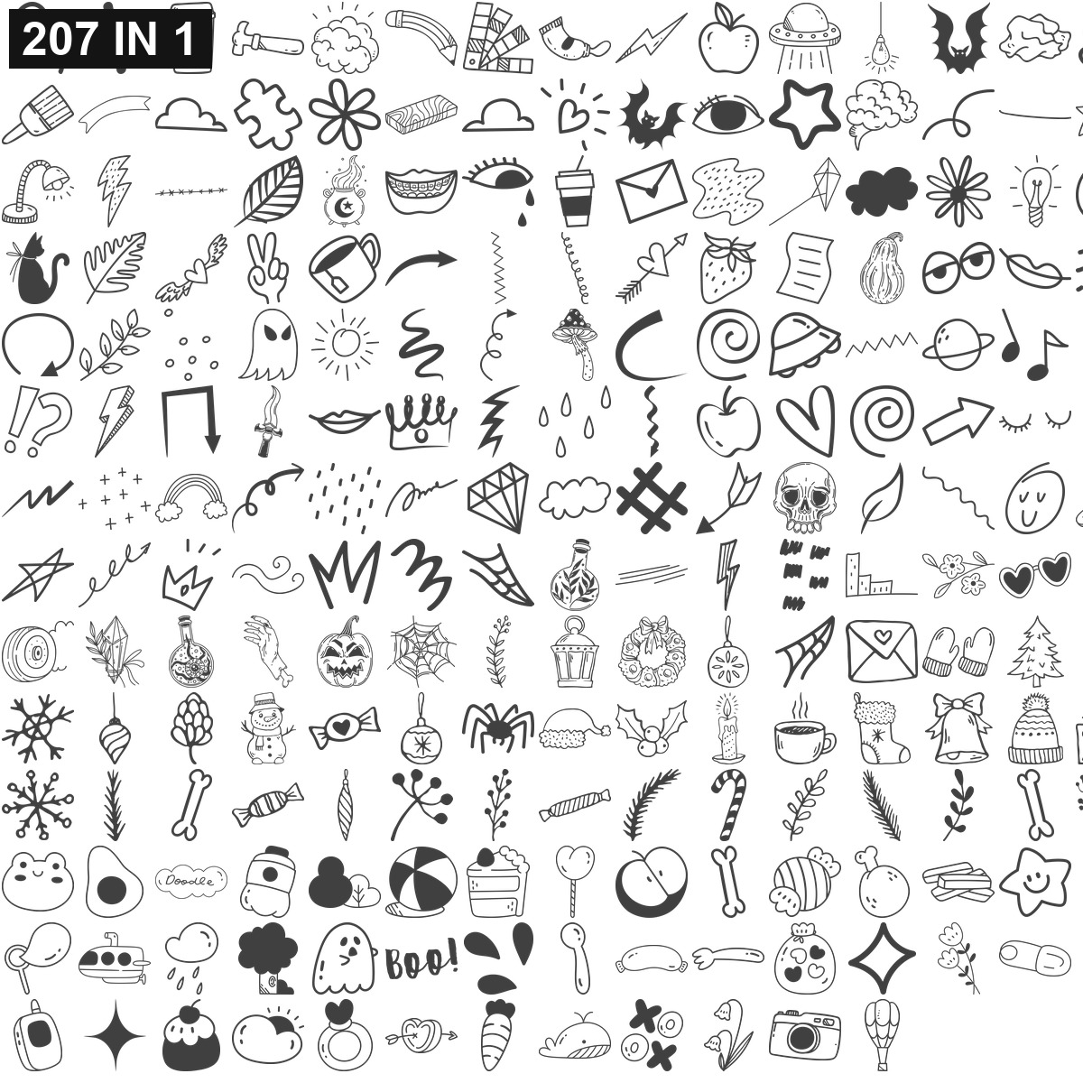 Doodle Collection SVG | Doodle Collection PNG | Doodle Collection SVG Bundle | Digital Download Designs for Cricut and Silhouette | Commercial Use - Image 2