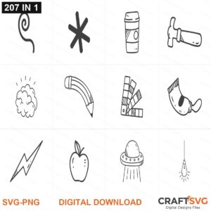 Doodle Collection SVG | Doodle Collection PNG | Doodle Collection SVG Bundle | Digital Download Designs for Cricut and Silhouette | Commercial Use