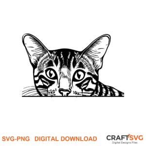 Peeking Egyptian Mau cat SVG PNG design for Cricut and Silhouette, instant download