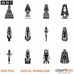 Egyptian SVG | Egyptian PNG | Egyptian SVG Bundle | Digital Download Designs for Cricut and Silhouette | Commercial Use