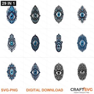 Evil eye SVG | Evil eye PNG | Evil eye SVG Bundle | Digital Download Designs for Cricut and Silhouette | Commercial Use