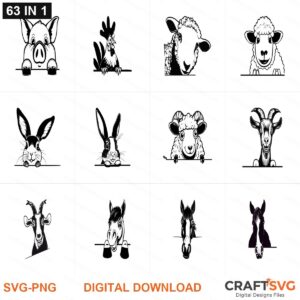 FARM_ANIMALS_BUNDLE SVG | FARM_ANIMALS_BUNDLE PNG | FARM_ANIMALS_BUNDLE SVG Bundle | Digital Download Designs for Cricut and Silhouette | Commercial Use