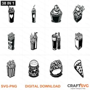Fast Food SVG | Fast Food PNG | Fast Food SVG Bundle | Digital Download Designs for Cricut and Silhouette | Commercial Use