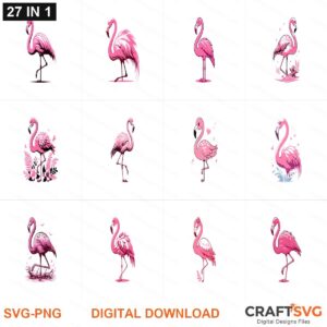 Flamingo SVG | Flamingo PNG | Flamingo SVG Bundle | Digital Download Designs for Cricut and Silhouette | Commercial Use