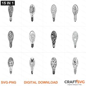 FloralBulb SVG | FloralBulb PNG | FloralBulb SVG Bundle | Digital Download Designs for Cricut and Silhouette | Commercial Use