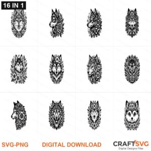 FloralWolf SVG | FloralWolf PNG | FloralWolf SVG Bundle | Digital Download Designs for Cricut and Silhouette | Commercial Use