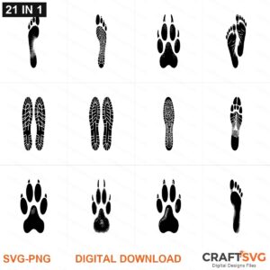 Footprint SVG | Footprint PNG | Footprint SVG Bundle | Digital Download Designs for Cricut and Silhouette | Commercial Use