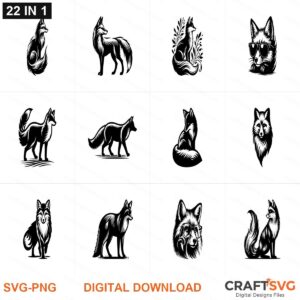 Fox SVG | Fox PNG | Fox SVG Bundle | Digital Download Designs for Cricut and Silhouette | Commercial Use
