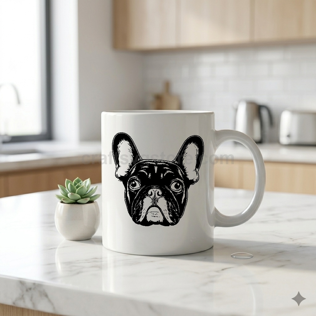 French Bulldog SVG on a coffee mug - French Bulldog dog lover gift mockup
