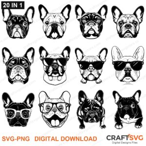 French Bulldog SVG bundle - French Bulldog dog designs for Cricut and Silhouette, instant digital download