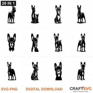 French Bulldog SVG | French Bulldog PNG | French Bulldog SVG Bundle | Digital Download Designs for Cricut and Silhouette | Commercial Use