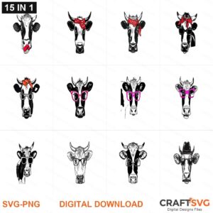 Funny Cow Face SVG | Funny Cow Face PNG | Funny Cow Face SVG Bundle | Digital Download Designs for Cricut and Silhouette | Commercial Use