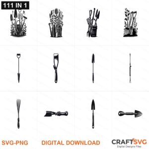 GARDEN TOOLS SVG | GARDEN TOOLS PNG | GARDEN TOOLS SVG Bundle | Digital Download Designs for Cricut and Silhouette | Commercial Use