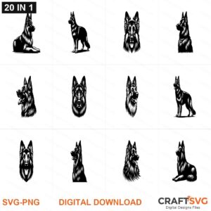 German Shepherd SVG | German Shepherd PNG | German Shepherd SVG Bundle | Digital Download Designs for Cricut and Silhouette | Commercial Use