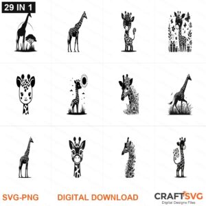 Giraffe SVG | Giraffe PNG | Giraffe SVG Bundle | Digital Download Designs for Cricut and Silhouette | Commercial Use