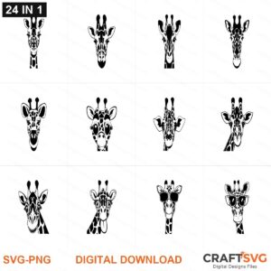Giraffe_Face_Bundle SVG | Giraffe_Face_Bundle PNG | Giraffe_Face_Bundle SVG Bundle | Digital Download Designs for Cricut and Silhouette | Commercial Use