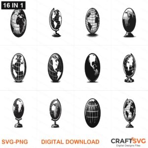 Globe SVG | Globe PNG | Globe SVG Bundle | Digital Download Designs for Cricut and Silhouette | Commercial Use