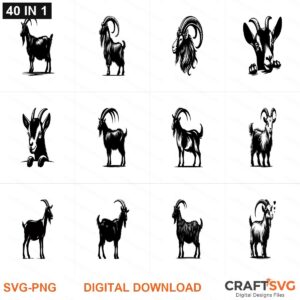 Goat SVG | Goat PNG | Goat SVG Bundle | Digital Download Designs for Cricut and Silhouette | Commercial Use