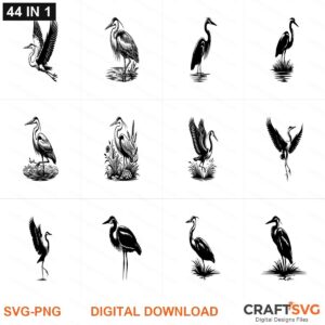 Great Heron SVG | Great Heron PNG | Great Heron SVG Bundle | Digital Download Designs for Cricut and Silhouette | Commercial Use
