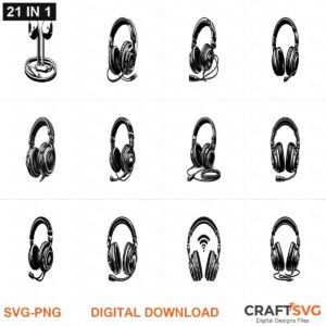 Headphone SVG | Headphone PNG | Headphone SVG Bundle | Digital Download Designs for Cricut and Silhouette | Commercial Use