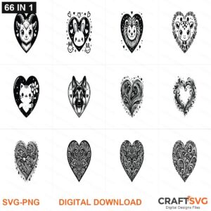 Heart SVG | Heart PNG | Heart SVG Bundle | Digital Download Designs for Cricut and Silhouette | Commercial Use