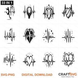 Heartbeat SVG | Heartbeat PNG | Heartbeat SVG Bundle | Digital Download Designs for Cricut and Silhouette | Commercial Use