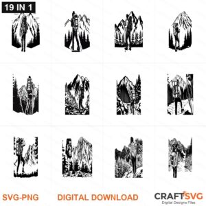 Hiking SVG | Hiking PNG | Hiking SVG Bundle | Digital Download Designs for Cricut and Silhouette | Commercial Use