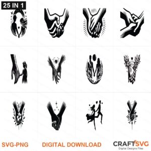 Holding Hands SVG | Holding Hands PNG | Holding Hands SVG Bundle | Digital Download Designs for Cricut and Silhouette | Commercial Use