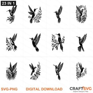 Humming Bird SVG | Humming Bird PNG | Humming Bird SVG Bundle | Digital Download Designs for Cricut and Silhouette | Commercial Use