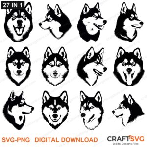 Husky SVG bundle - Husky dog designs for Cricut and Silhouette, instant digital download