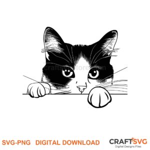Peeking Japanese Bobtail cat SVG PNG design for Cricut and Silhouette, instant download