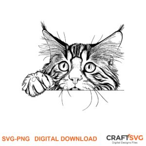Peeking Kurilian Bobtail cat SVG PNG design for Cricut and Silhouette, instant download