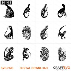 Lizard SVG | Lizard PNG | Lizard SVG Bundle | Digital Download Designs for Cricut and Silhouette | Commercial Use