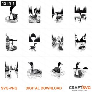 Loon bird SVG | Loon bird PNG | Loon bird SVG Bundle | Digital Download Designs for Cricut and Silhouette | Commercial Use