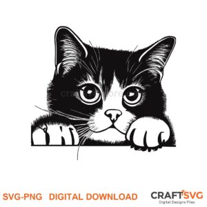 Peeking Manx cat SVG PNG design for Cricut and Silhouette, instant download