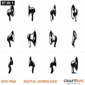 Megaphone SVG | Megaphone PNG | Megaphone SVG Bundle | Digital Download Designs for Cricut and Silhouette | Commercial Use