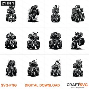 Monster truck SVG | Monster truck PNG | Monster truck SVG Bundle | Digital Download Designs for Cricut and Silhouette | Commercial Use