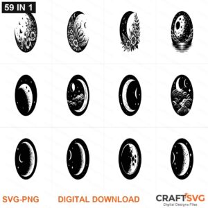 Moon SVG | Moon PNG | Moon SVG Bundle | Digital Download Designs for Cricut and Silhouette | Commercial Use
