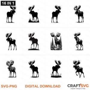 Moose SVG | Moose PNG | Moose SVG Bundle | Digital Download Designs for Cricut and Silhouette | Commercial Use