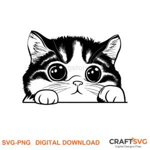 Peeking Munchkin cat SVG PNG design for Cricut and Silhouette, instant download