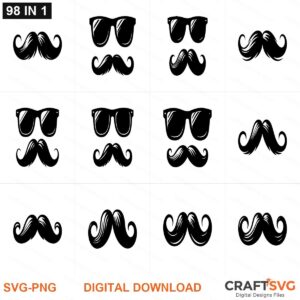 Mustache SVG | Mustache PNG | Mustache SVG Bundle | Digital Download Designs for Cricut and Silhouette | Commercial Use