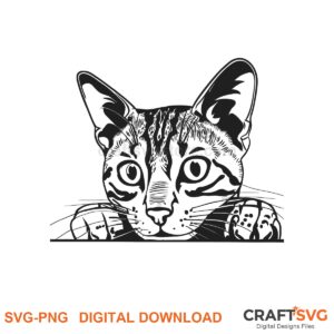 Peeking Ocicat cat SVG PNG design for Cricut and Silhouette, instant download
